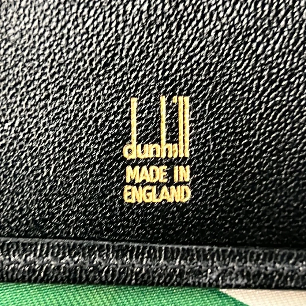 Auth. Dunhill Black Leather Long Bifold Wallet Card Bill holder 4” x 7.5”